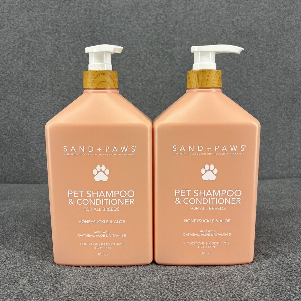 2x Sand + Paws Honeysuckle & Aloe Pet Shampoo &‎ Conditioner 32 fl oz